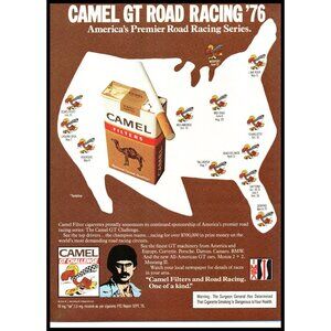 1976 Camel Cigarettes GT Challenge Vintage Print Ad IMSA Race Map Wall Art